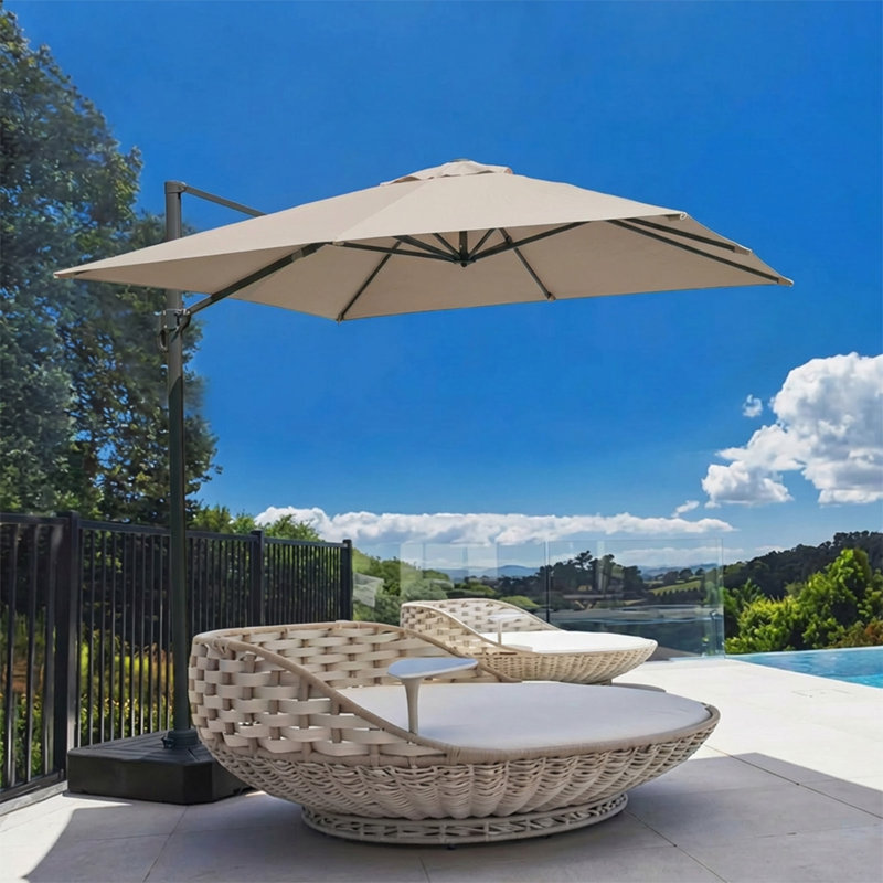 Auvent de remplacement 10 'x 10' en porte-à-faux pour parasol carré 8 côtes, Toile beige
