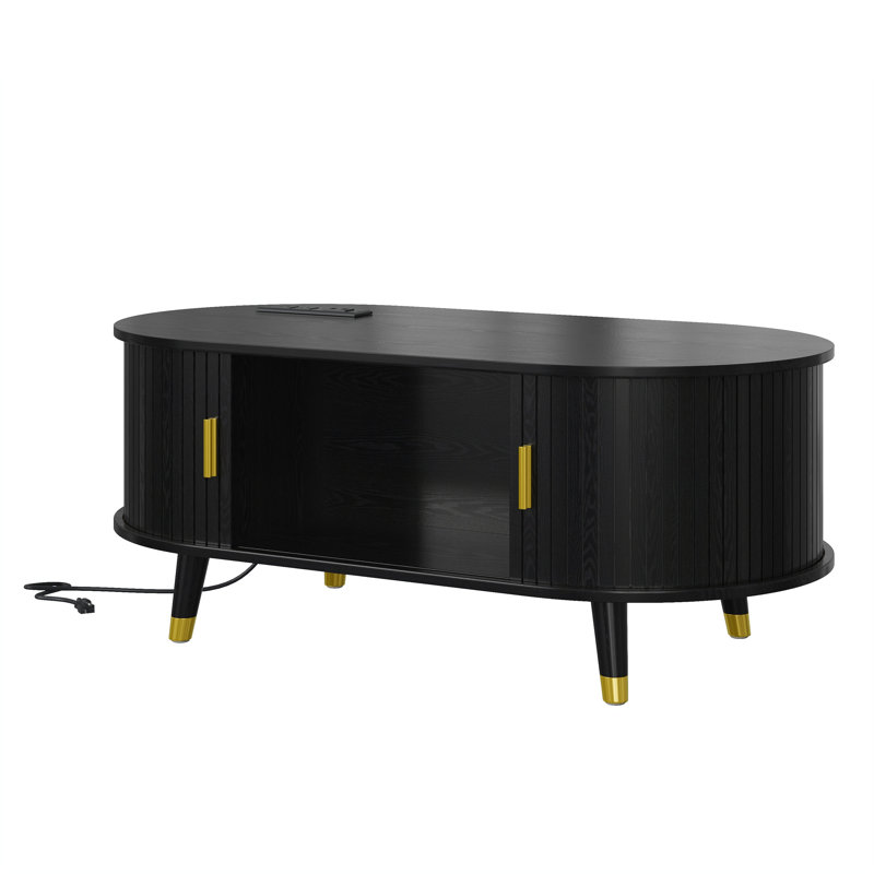 Coffee Table With Built-In Charging Station, Black