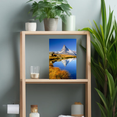 Landscape With View Of Matterhorn Reflecting In Lake Under Clear Sky, Zermatt, Valais Canton, Switzerland Contemporary Landscape Nature Wall Art