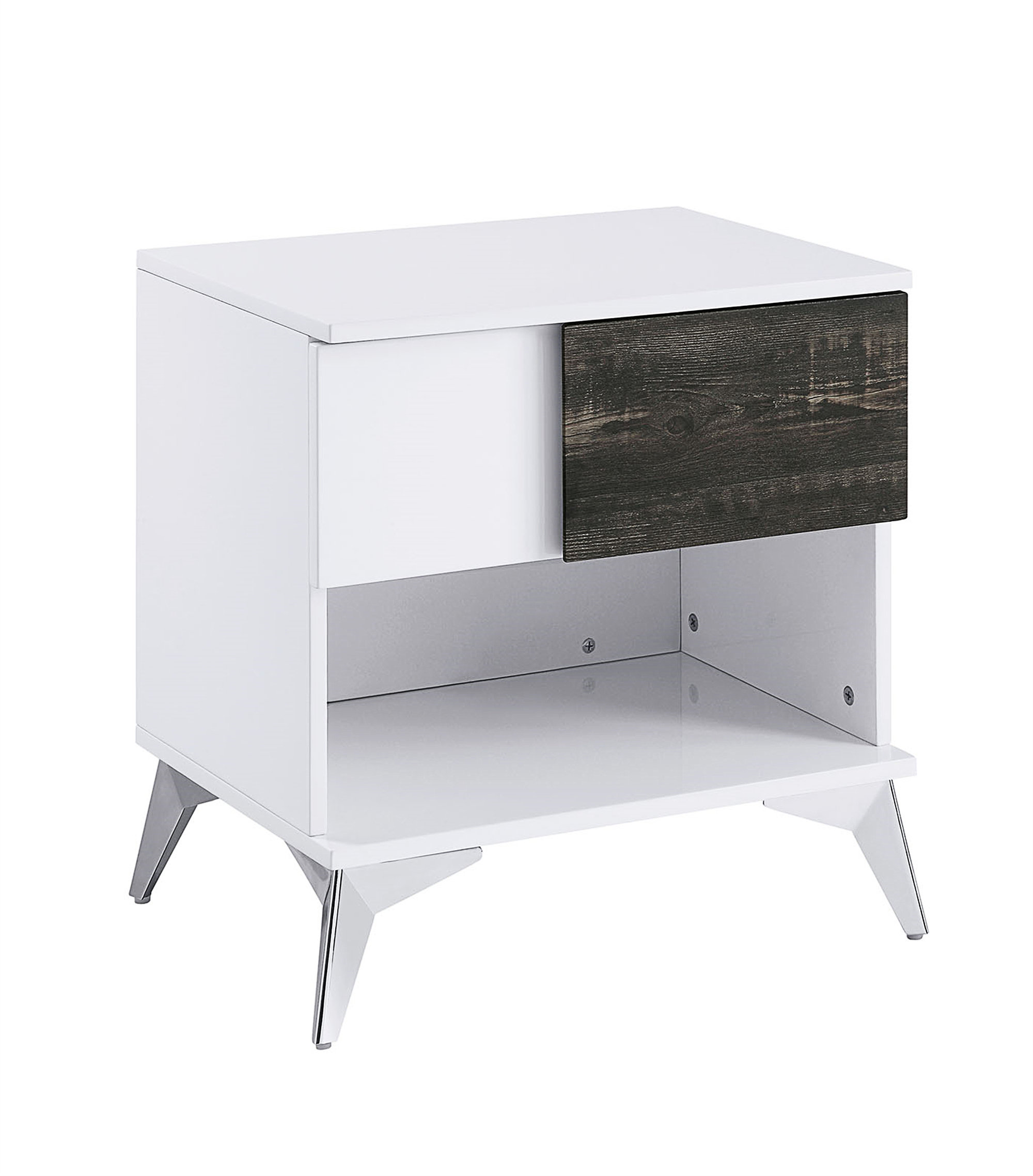 One Allium Way Modern Contemporary Style End Table White And Oak Finish ...