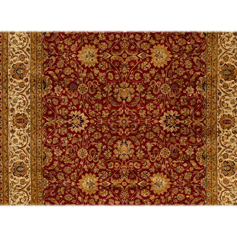 Hand Knotted Wool Oriental Area Rug in Red And Cream