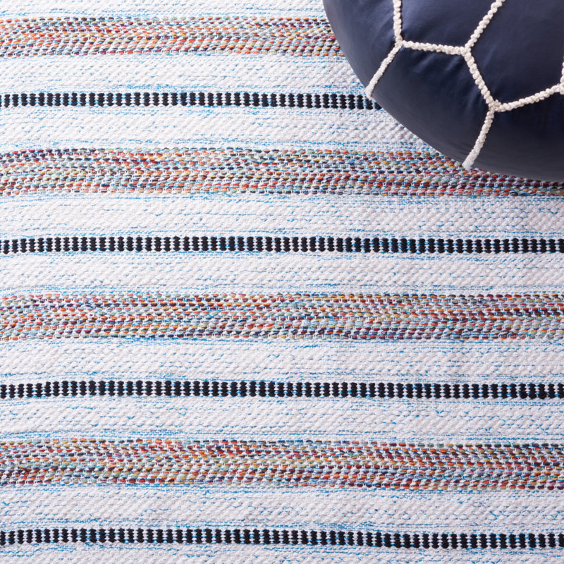 Gavankar Flat Weave Cotton Striped Rug, Round 6'