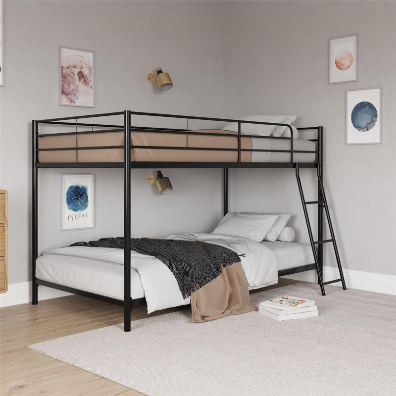 Ahmad Kids Twin Over Twin Bunk Bed, Black