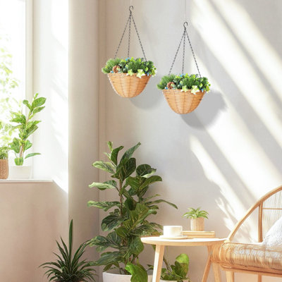 60cm Faux Topiary in Macrame Hanger