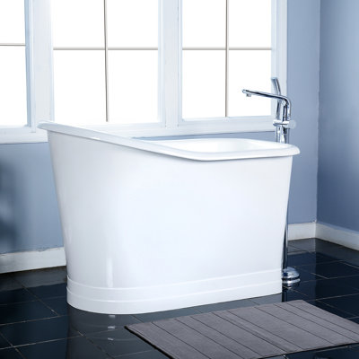 Kingston Brass Aqua Eden 51-Inch Cast Iron D-Shaped Single Slipper Pedestal Tub (No Faucet Drillings)