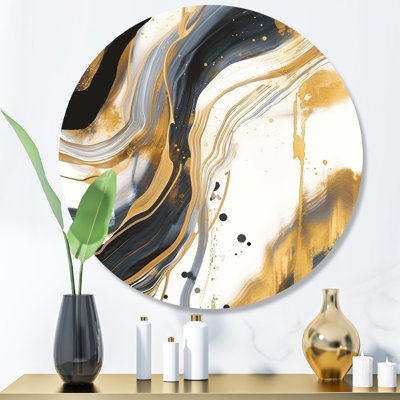 Marbre, peinture I - art abstrait marbre rond sur métal