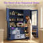 Grande armoire de cuisine autoportante avec rehausse de tablettes réglables et de tiroirs de rangement-544467388