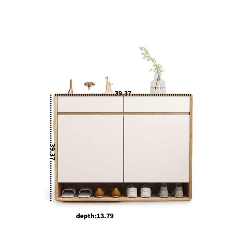 Solid Wood Shoe Cabinet One Household 15 Pair Shoe Storage Cabinet