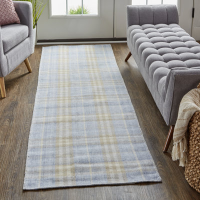 Tapis bleu / jaune à carreaux Atira