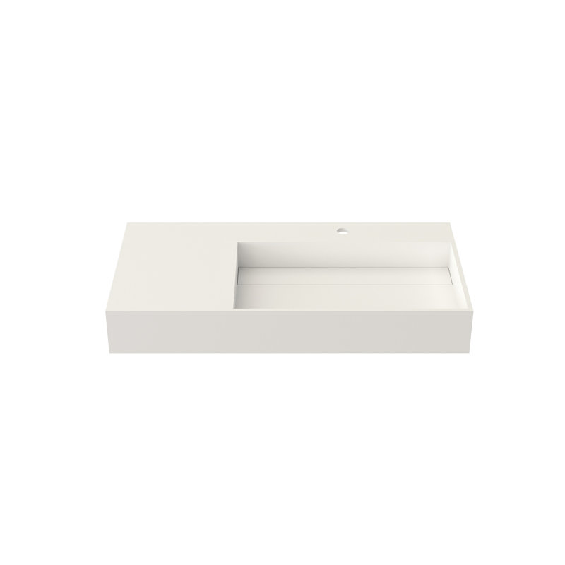 Lavabo pour salle de bain en pierre solide en pierre, profondeur 37,04 po, largeur 17,75 po, hauteur 5,22 po, poids 53,76 lb, blanc mat, adaptable à différents styles, durabilité de haute qualité, fixation murale ou sur comptoir