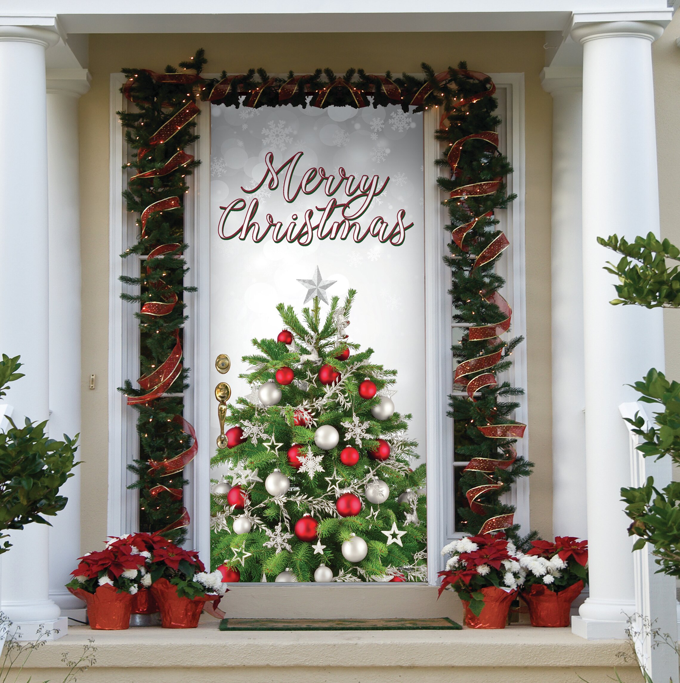 The Holiday Aisle® Merry Christmas Tree Front Door Mural & Reviews ...