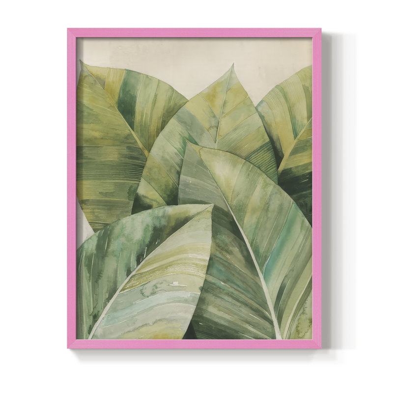 Impression encadrée Tropic Profondeur II - bois massif, H 21 po x l 17 po, Rose