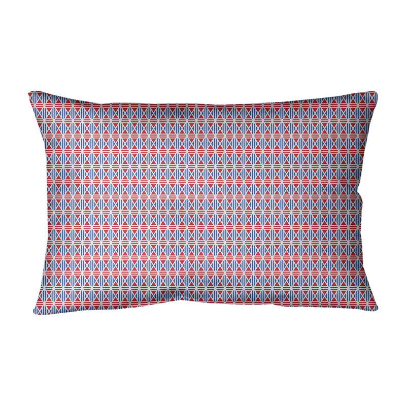 Coussin lombaire géométrique 14 po, Mauve clair / rouge