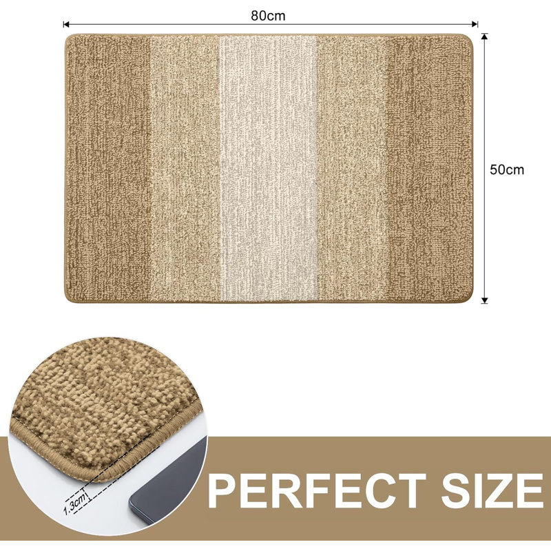 Door Mats Indoor, Machine Washable Soft Doormats, Beige, 50 cm W x 80 cm L