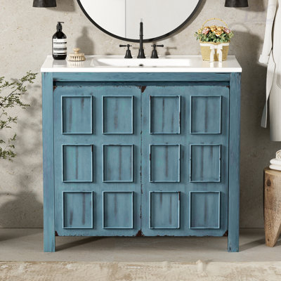 Rangement pour meuble-lavabo 36 po avec lavabo en céramique