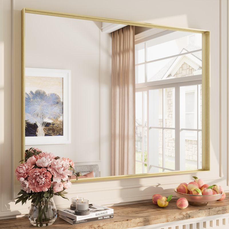 Miroir mural Aevar, 40 po x 30 po, Or brossé