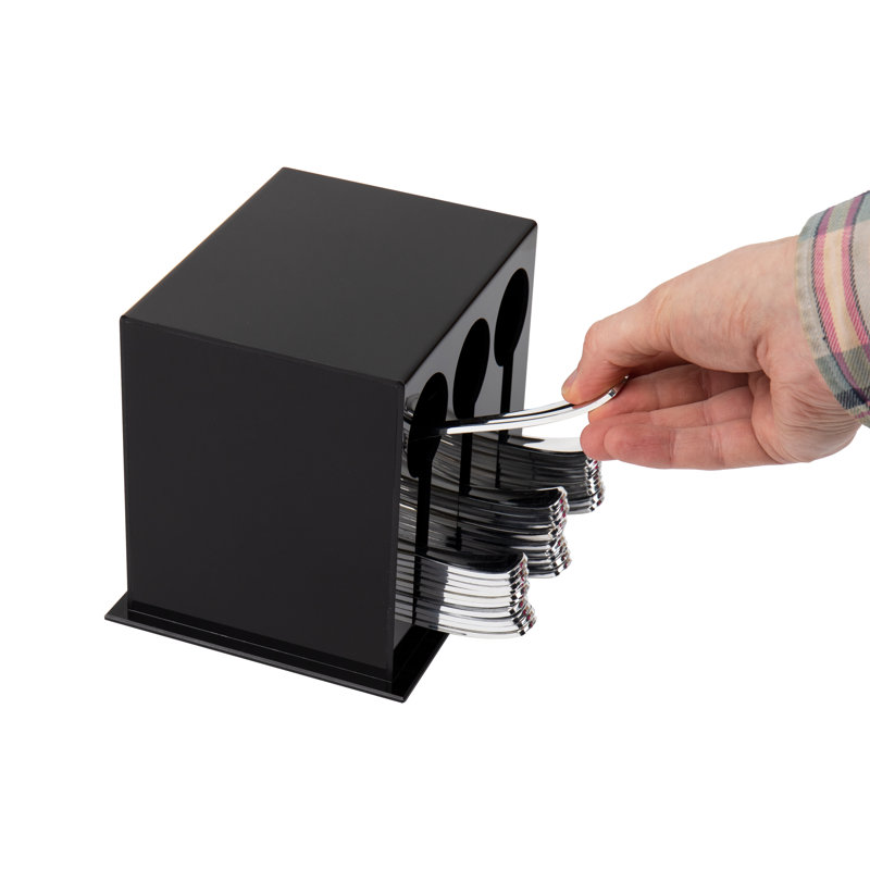 Mind Reader Utensil Dispenser, Silverware Organizer, Plastic Fork and Spoon Dispenser, Kitchen, Black