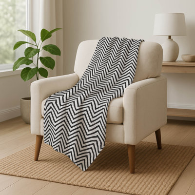 Addison Machine Washable Sherpa ASB934 Chevron Throw Blanket
