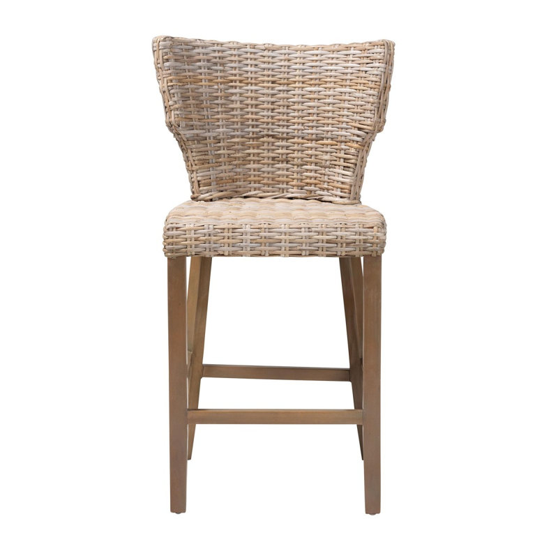 Tabouret de comptoir moderne bohémien gris Kubu Rattan