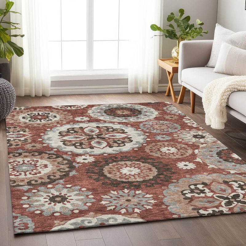 Premium Machine Washable Prisco Paprika Rug, Rectangle 9' x 12'