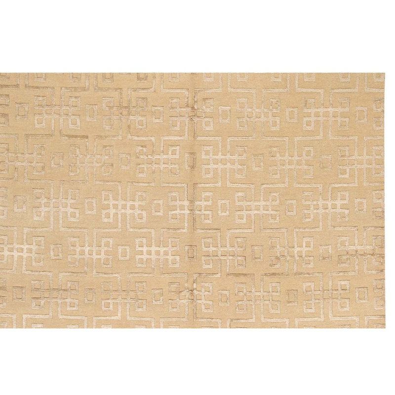 Tapis beige noué à la main de conception unique 8 pi 1 po x 10 pi 3 po