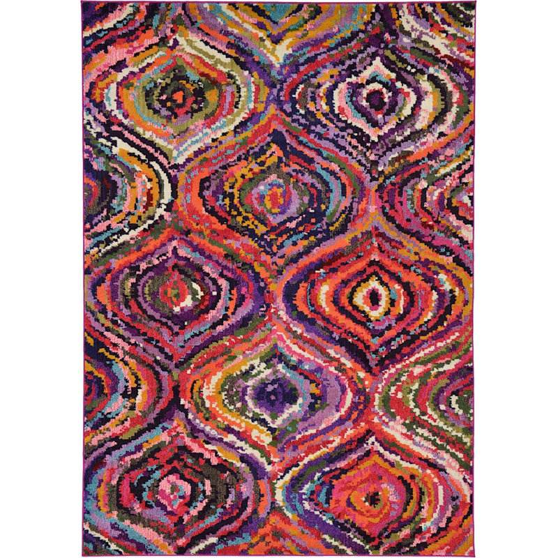 Eddins Washable Ikat Indoor Rug, Rectangle 7'1" x 10'