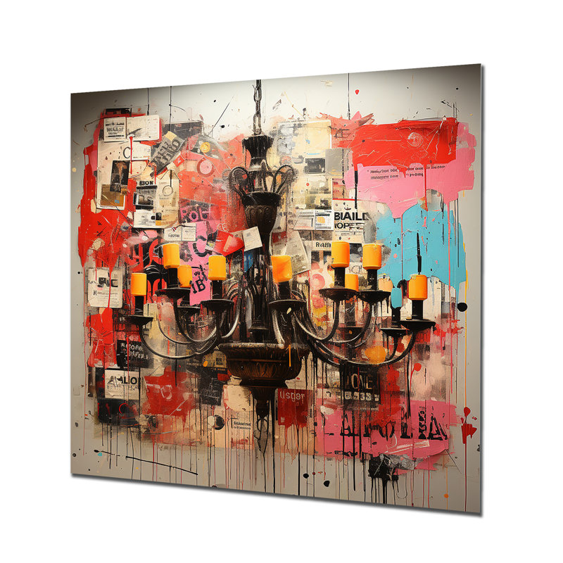 Popart Chandelier Extravaganza I - lustre en métal, art mural, H 36 po x l 36 po
