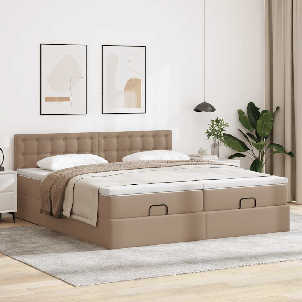 Vidaxl Ottoman-Bett Mit Matratzen Schwarz 160X200 Cm Kunstleder