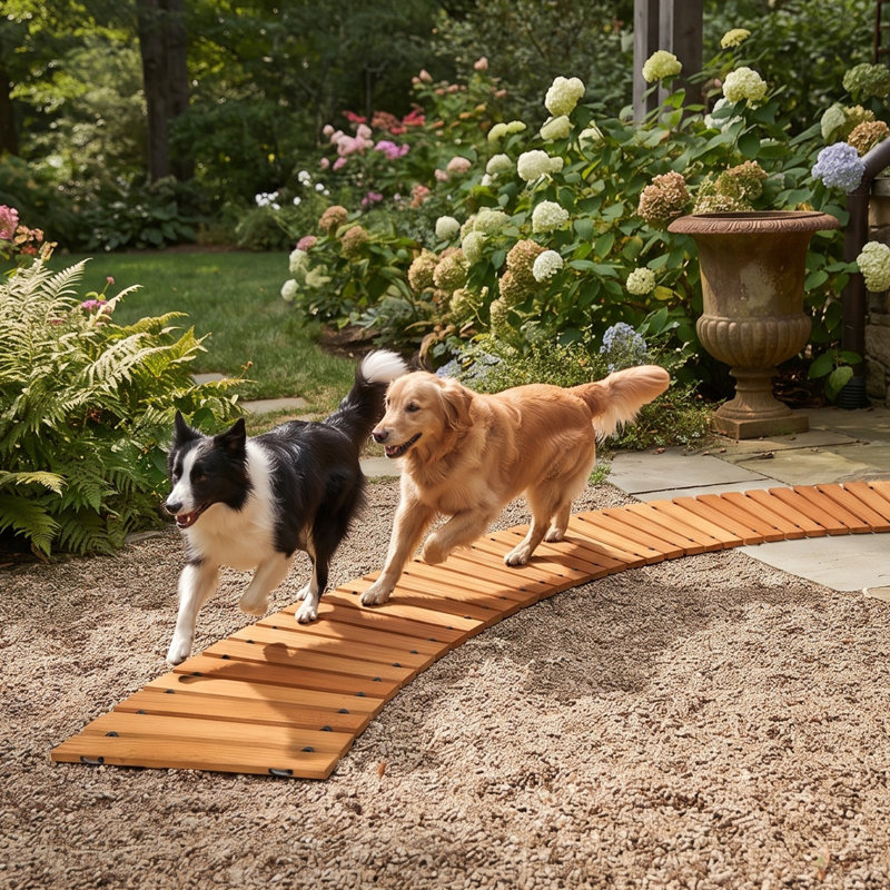 8ft*17in Modern Natural Wood Colour Wooden Garden Pathway, 8 pi x 17 po en bois naturel