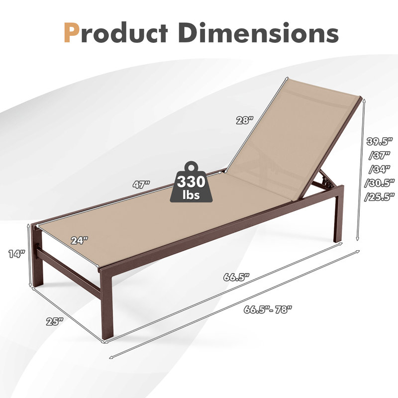 78'' Long Reclining Chaise, Brown