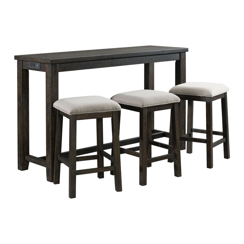Anaelisa 3-Person Counter-Height Solid Wood Dining Set