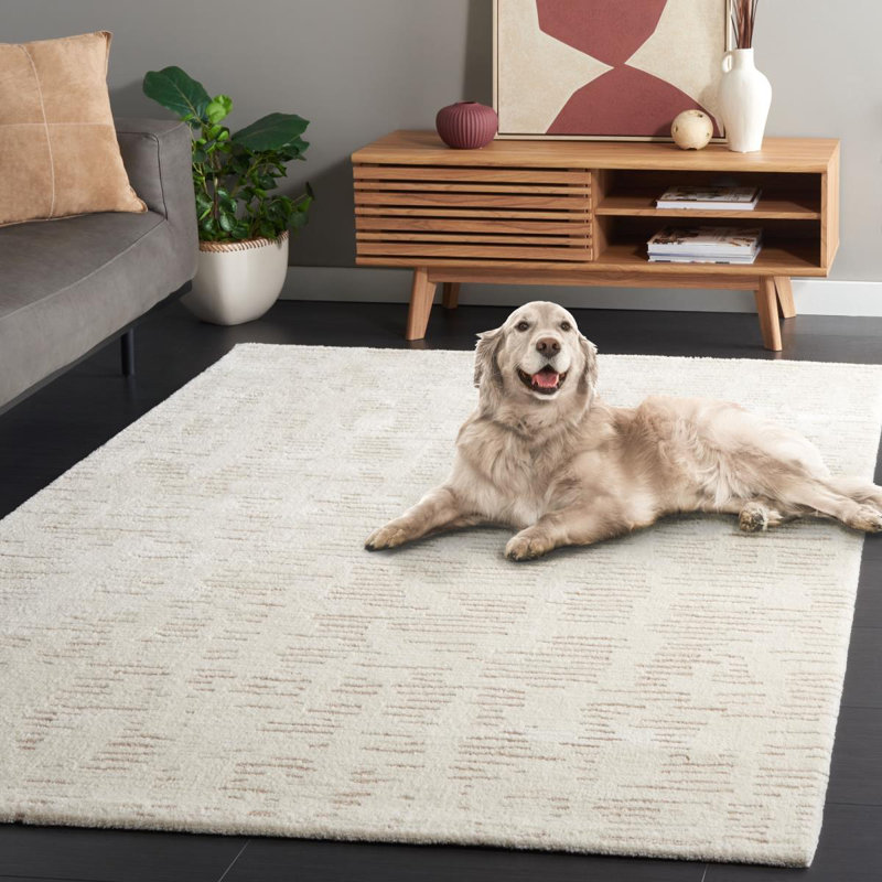 Alurd Machine Woven Ivory/Beige Rug, Rectangle 91 x 152cm