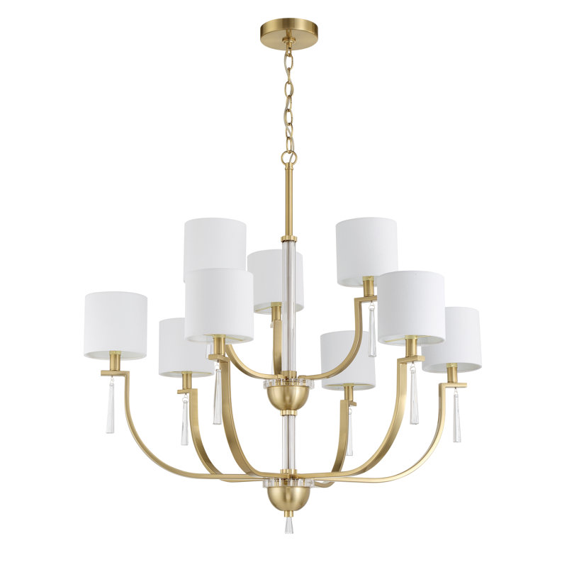 Woodroe 9 - Light Steel Dimmable Classic / Traditional Chandelier