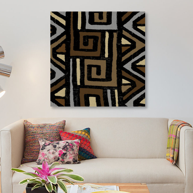 «Mudcloth Geometric Design VI», impression sur toile, H 12 po x l 12 po x P 0,75 po, Toile tendue, Pas de tapis