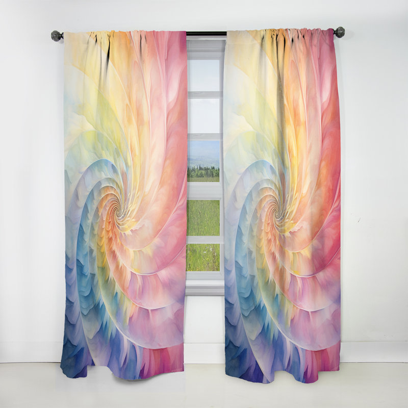Ghaith Rainbow Serenade of Spirals - Modern Velvet Curtain - Room Darkening - 1 Panel, 52" W x 108" L