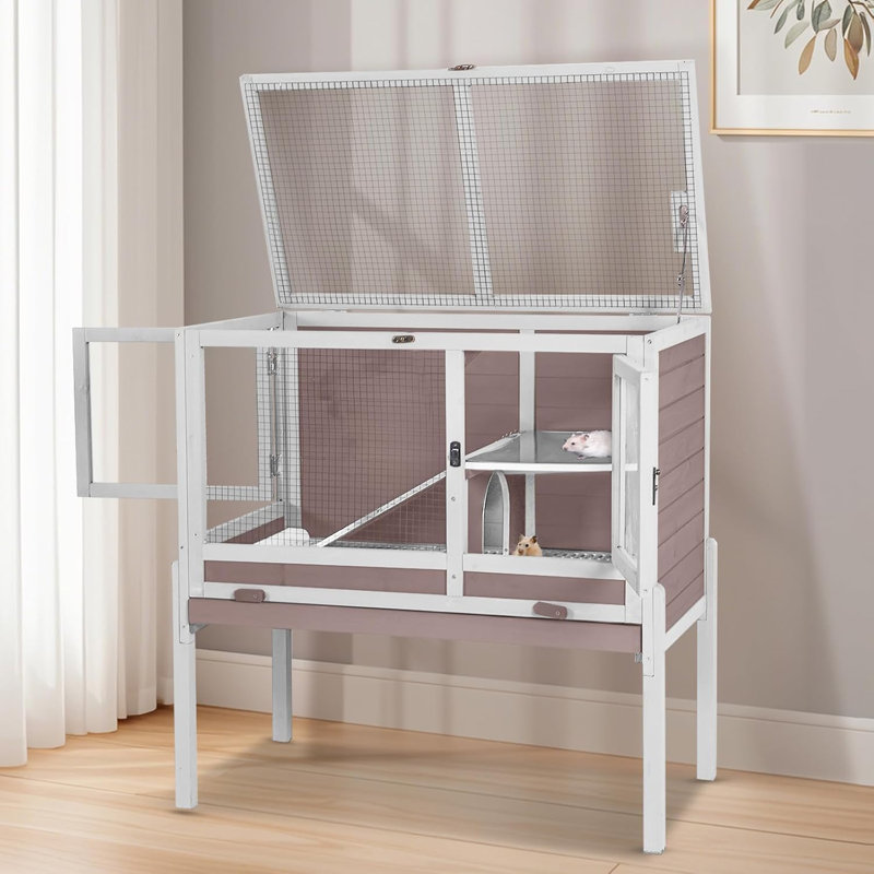 Cage à lapins d'intérieur 36,6 po Rabbit Hutch, Brun