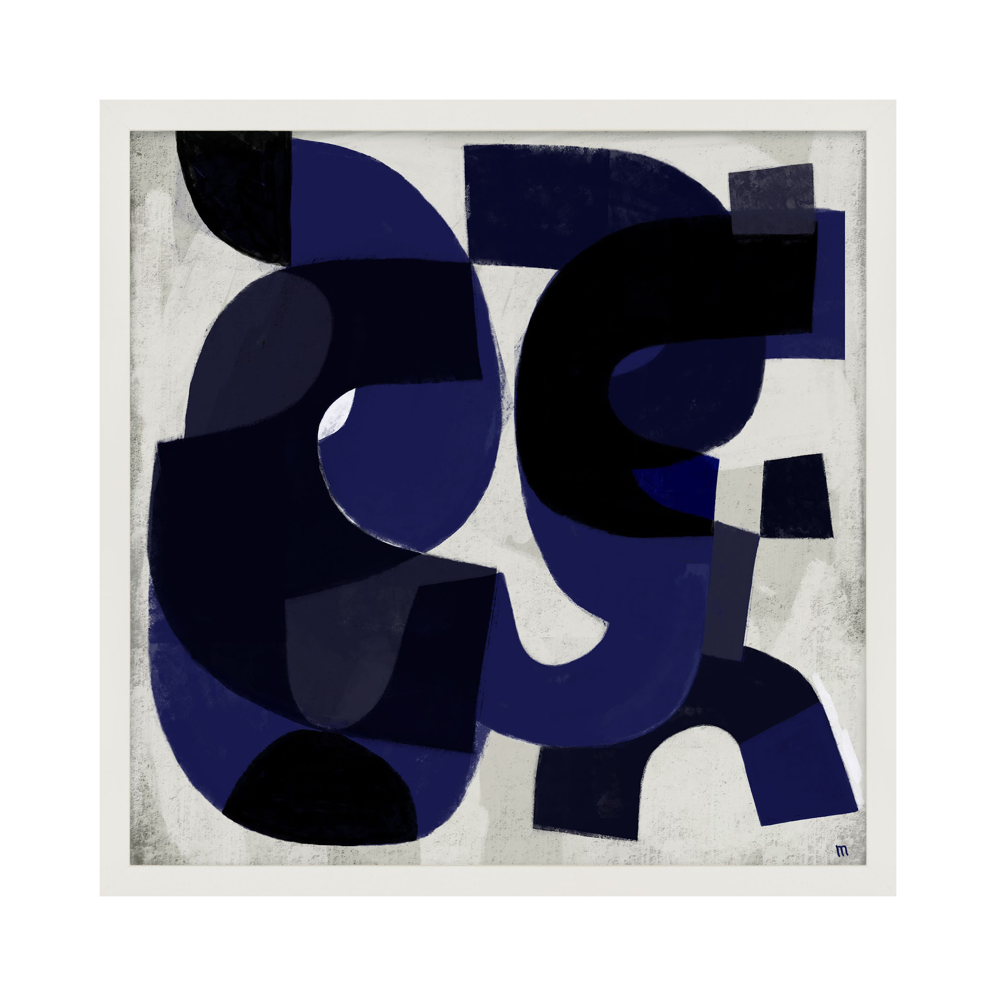 Kind Of Blue by StudioM, 44" H x 44" W x 1.25" D, White Framed Paper