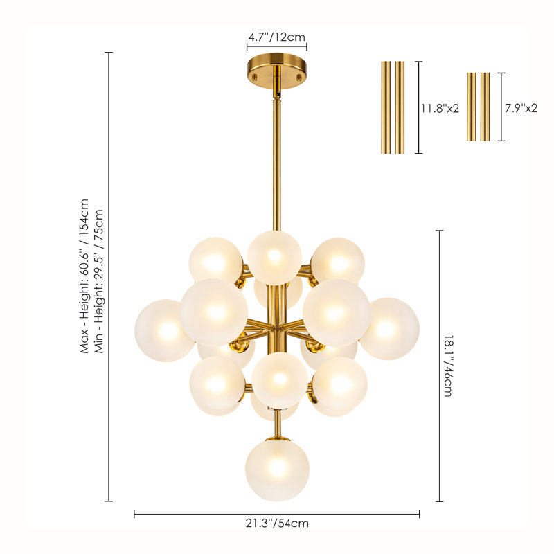 Scituate 19-Light Dimmable Glass Bubble Chandelier