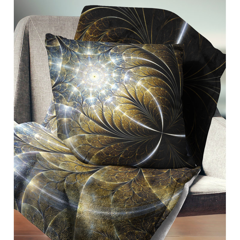 Coussin symétrique symétrique or foncé - imprimé abstrait, 16 po x 1 po, Coussin décoratif