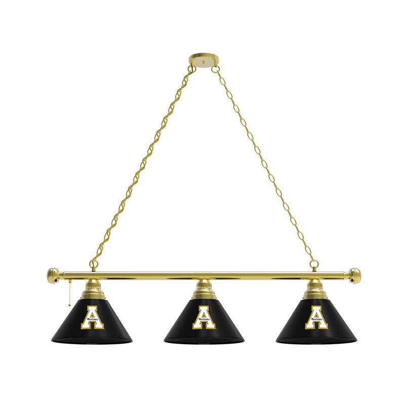 3 - Light Pool Table Lights Pendant, Brass, Appalachian State Mountaineers