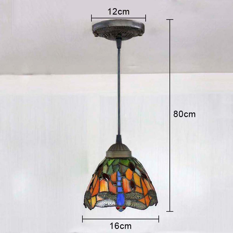Plafonnier suspendu en vitrail finition bronze