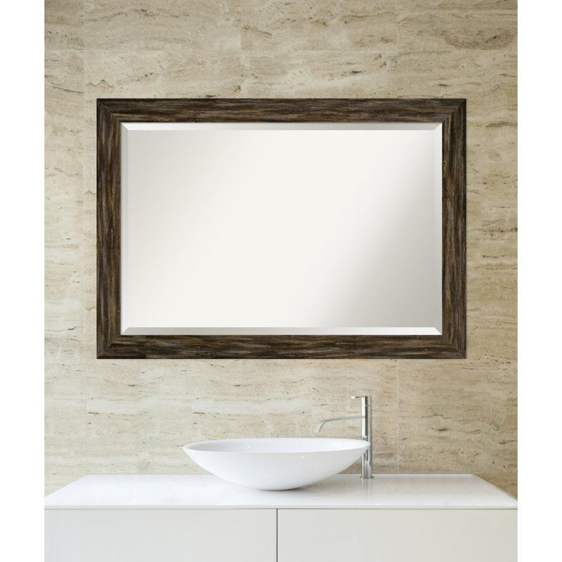 Miroir de salle de bain Fencepost, H 29 po x l 41 po, Brun