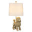 Lampe de table chien en résine avec abat-jour en lin-734068184