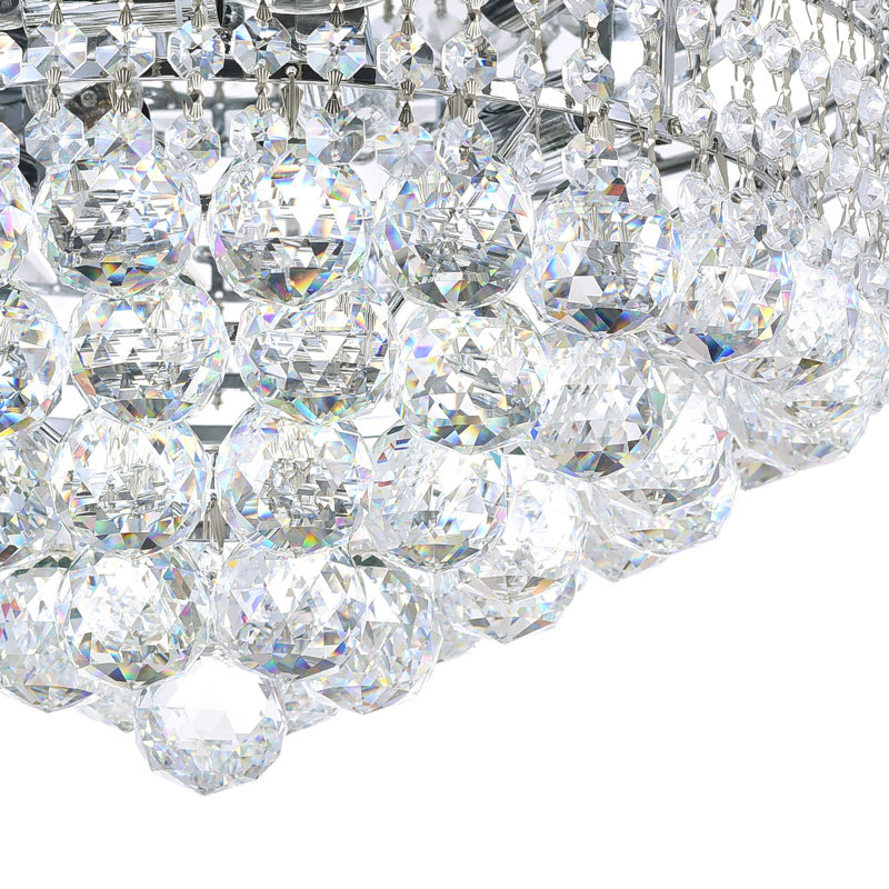 Plafonnier encastré 5 lumières avec finition chromée, Chrome chrome, H 9 po x l 16 po x P 16 po