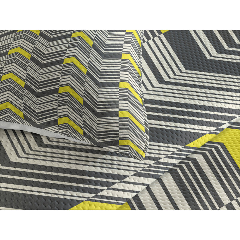 Polyester Chevron / Zig Zag Coverlet, King Bedspread + 2 Shams