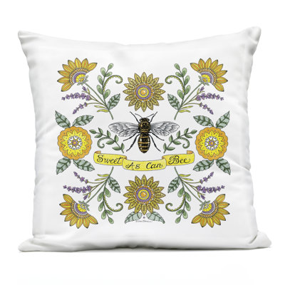 Bee Humble & True Outdoor Printed Pillow, design by Deb Strain