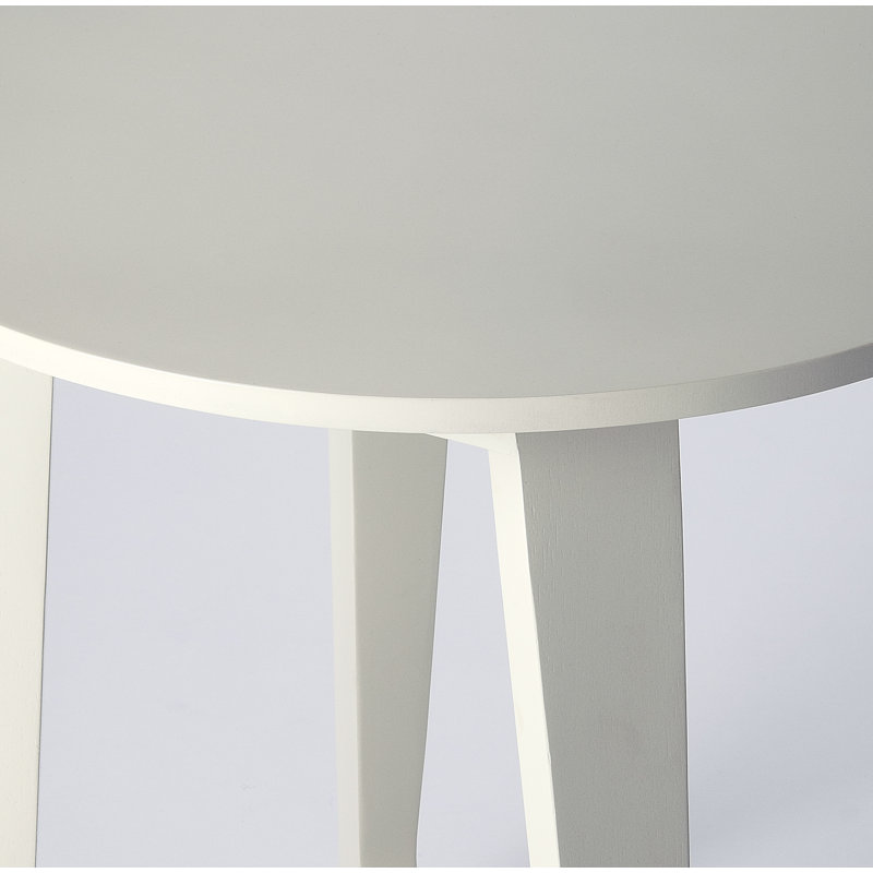 White Round Solid Wood Trestle Side Table