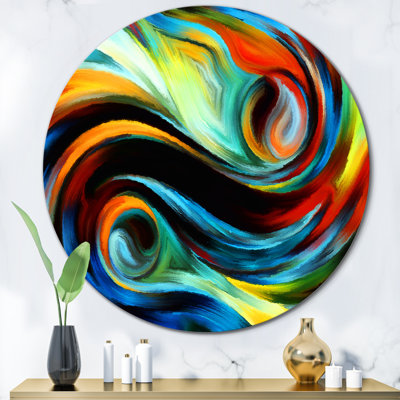 Bleu, rouge et jaune, dynamique des couleurs - peinture sans cadre