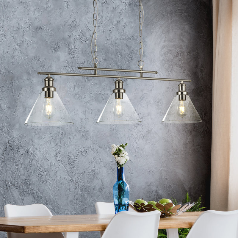Annmarie 3-Light Kitchen Island Chandelier, Satin Silver