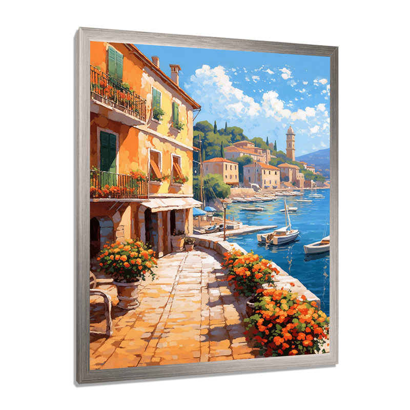 La Dolce, plage italienne I - art mural Italie, H 44 po x l 34 po x P 1,5 po, Cadre simple argenté